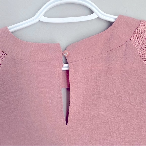 Pink sheer blouse with embroidered sleeves - Picture 5 of 10